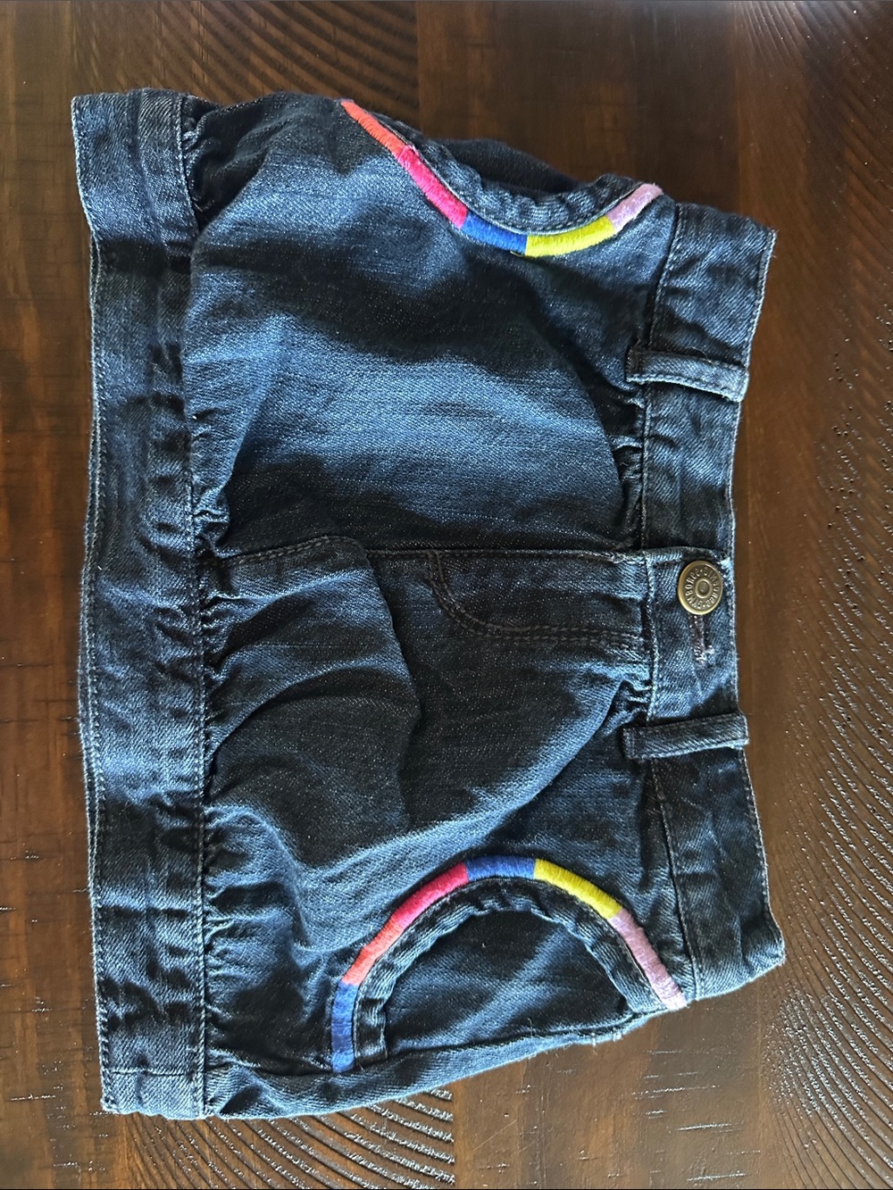 Gymboree Dark Blue Denim Shorts with Rainbow Trim